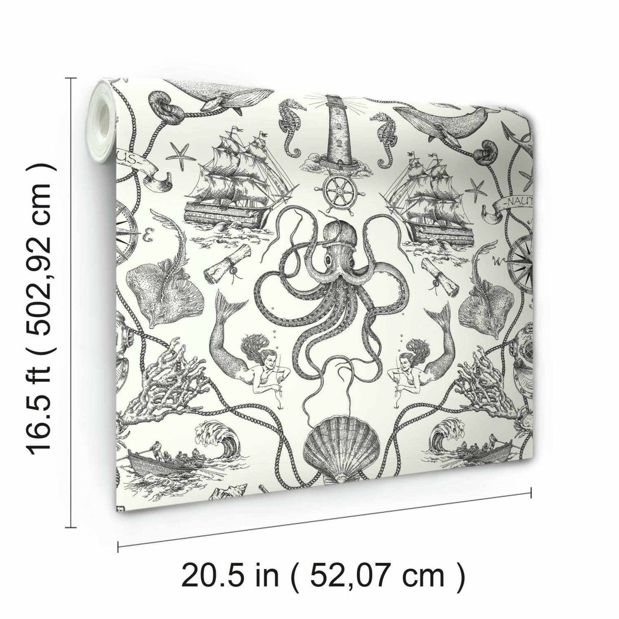 RoomMates Deep Sea Toile Peel & Stick Wallpaper